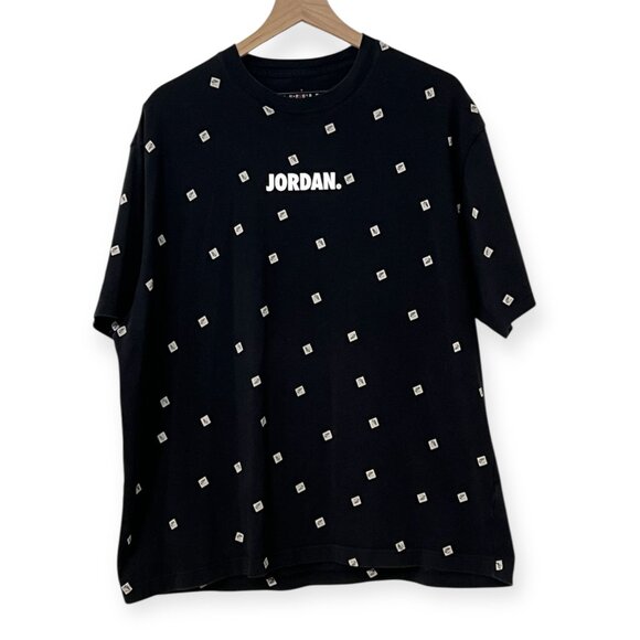 Jordan Brand T-Shirt Men’s XL Black Standard Fit All Over Print Mini Logos - Picture 1 of 8